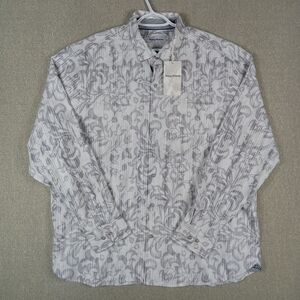 Tommy Bahama Lazlo Lux Slate Fronds Button Up Shirt XL Long Sleeve Silk Blend